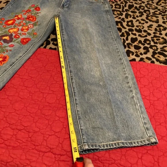 Oh Cropped Jeans Floral Embroidery Capri L - Picture 10 of 10